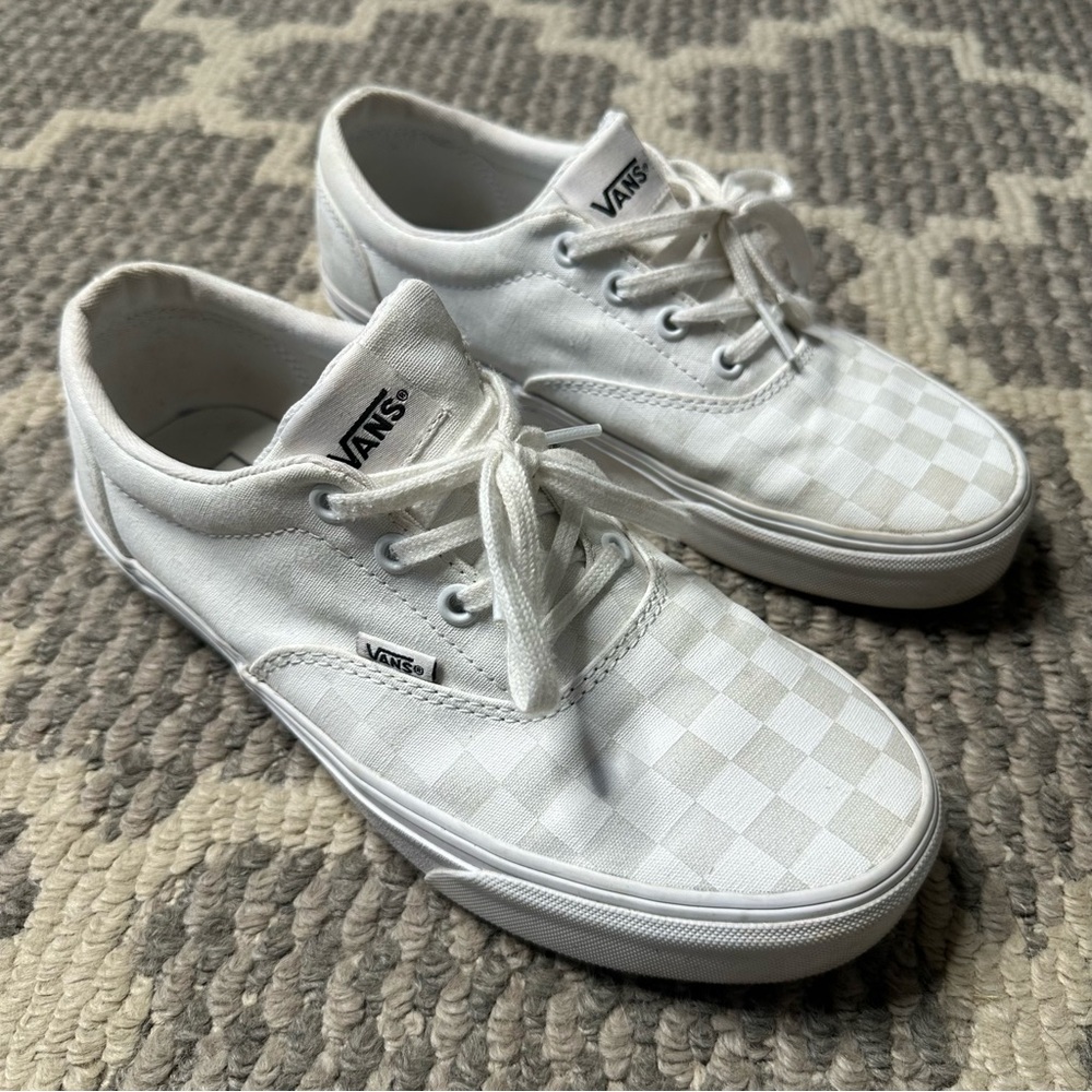Vans Doheny White Checkerboard Canvas Sneakers